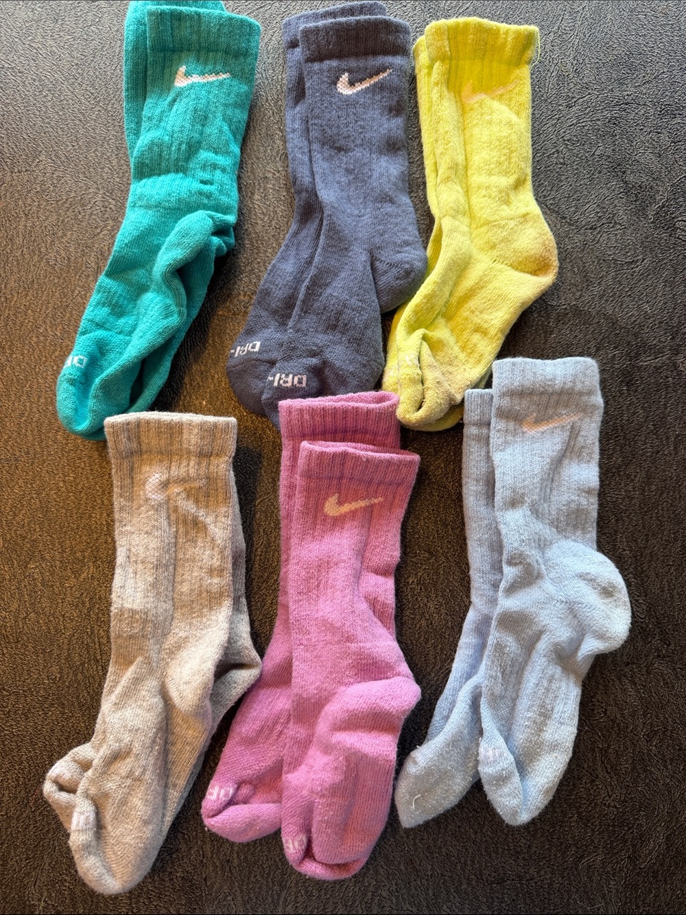 Nike Mixed Color Athletic Crew Socks - 6 Pairs Youth 10c-3y